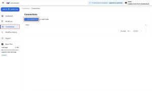 Navigate to the Connections tab and click the blue Add Connection button in Workload.