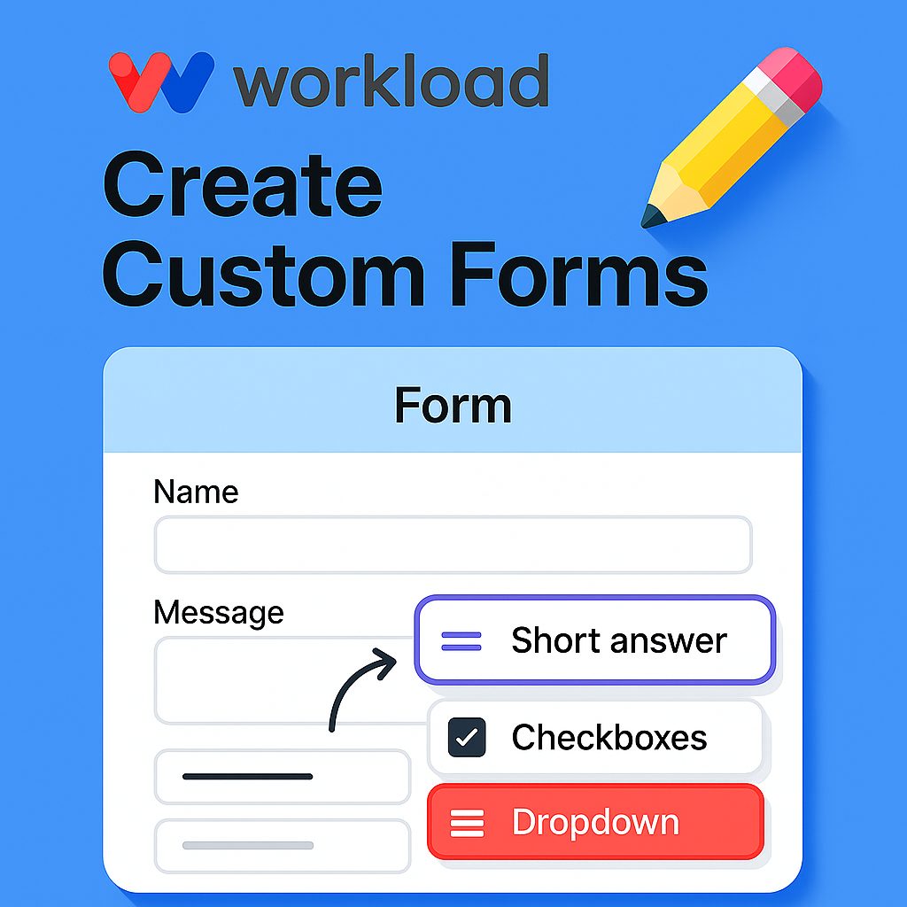 Illustration of a person designing a form on a large screen with drag-and-drop tools to Create Custom Business Forms using Workload.