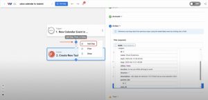 Adding a new step after the Todoist action in Workload.
