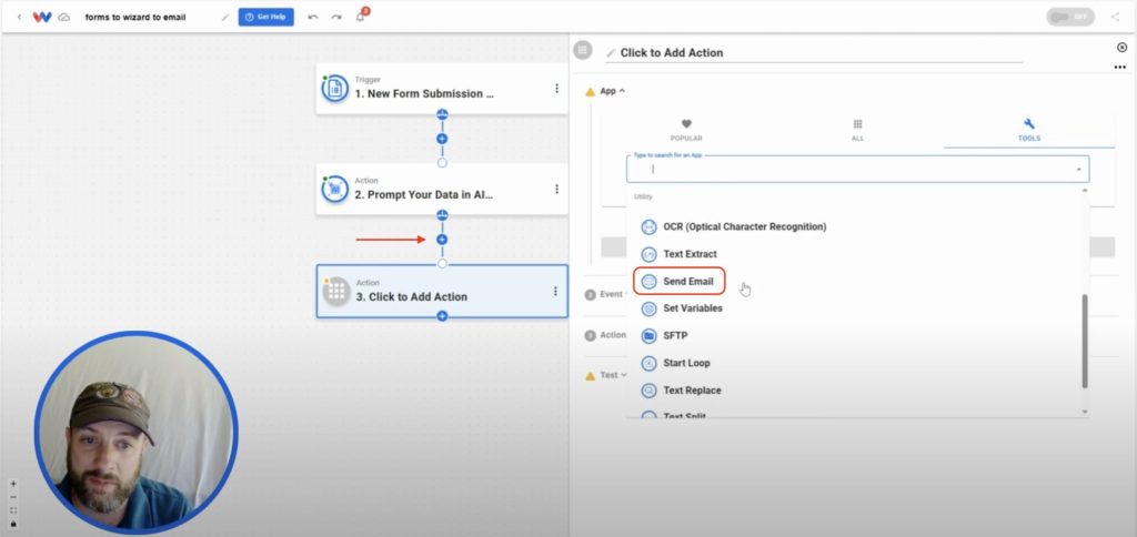 Adding the Send Email tool in Workload to deliver AI-generated messages automatically.