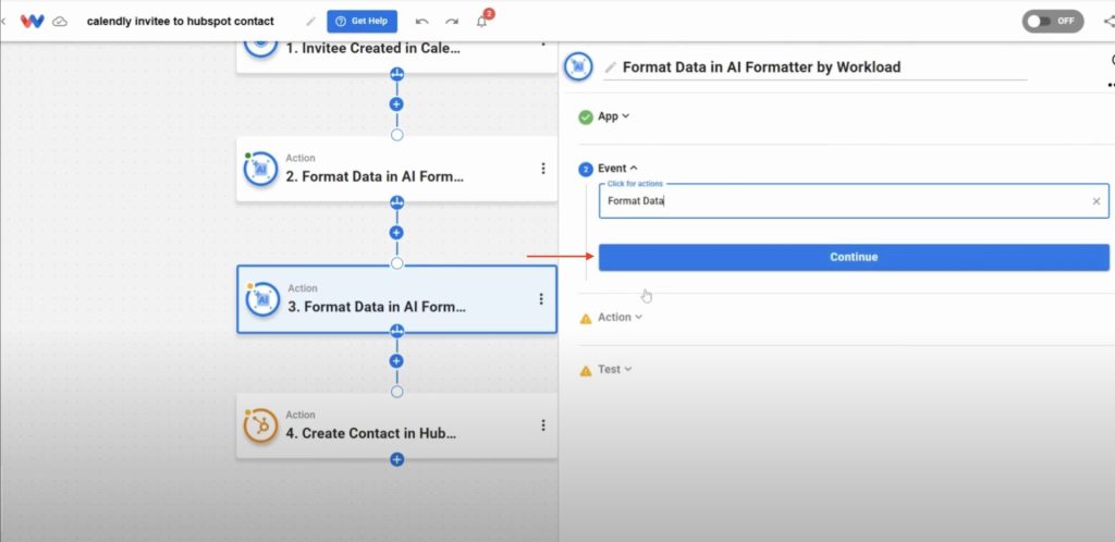 Choose AI Formatter by Workload to ensure phone numbers are ready to Sync Calendly Invitees to HubSpot Contacts.