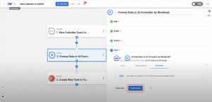 Running a test action in Workload to check the AI Formatter output.
