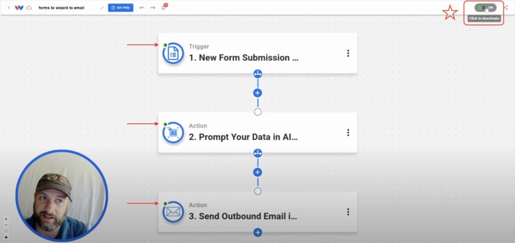 Turning on the completed automation in Workload to start automatically sending AI-powered replies.