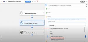 Inserting Odoo contact name data into AI Formatter for splitting.