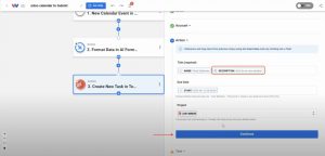 Finalizing the mapped fields in Workload to create Todoist tasks from Odoo.