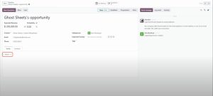 Odoo lead record with a birthday typed into the notes field.