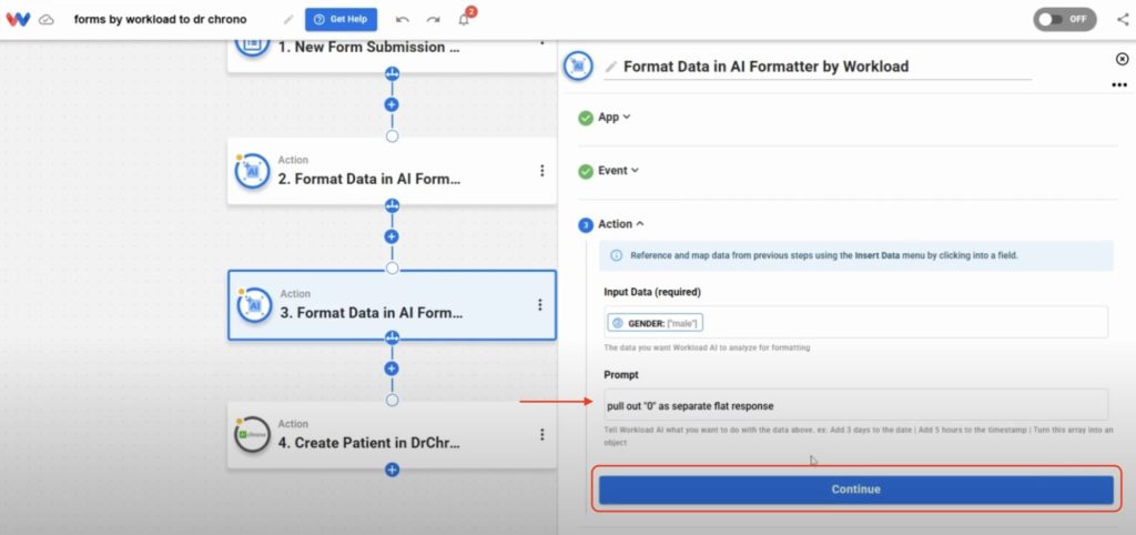 Test the formatter step and check that “male” or “female” is capitalized correctly.