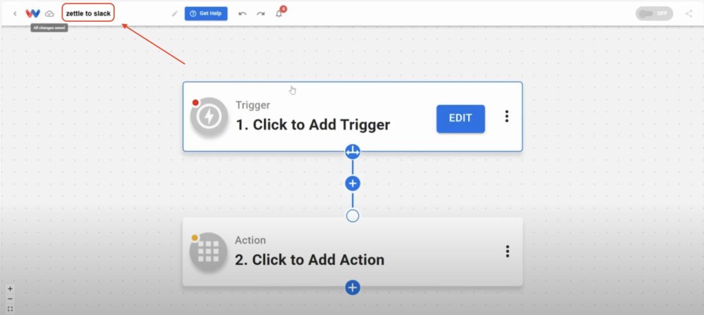 Name your automation something descriptive like “Zettle Sales to Slack”