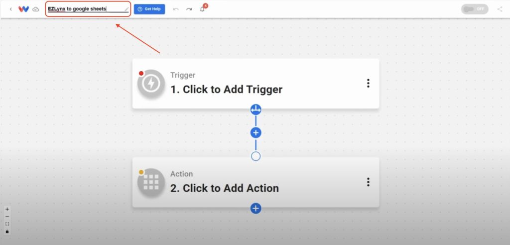 Enter a clear name for your workflow in the title field so it’s easy to identify later.