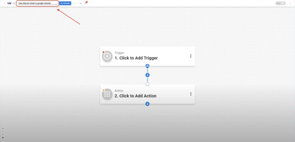 Enter a title like “Save Gmail Messages to Google Sheets” in the workflow name field.
