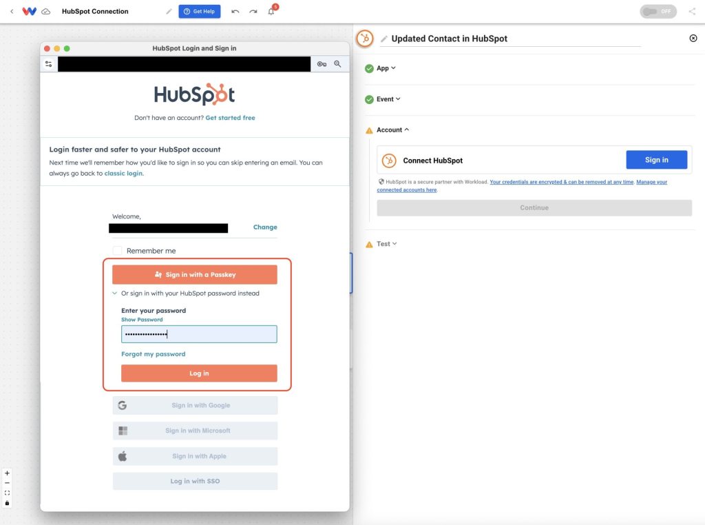 Sign in to HubSpot using your credentials or passkey.