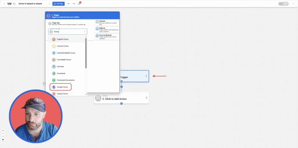 Selecting the trigger app in Workload.