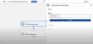 Choose New Purchase as the trigger event to start the Zettle Purchases with Odoo automation.