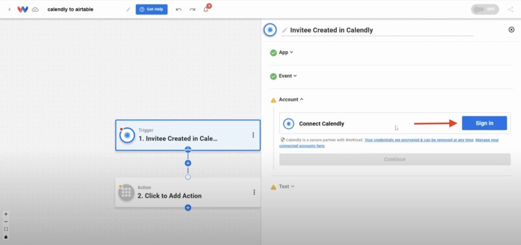 Connecting a Calendly account to Workload to enable the automation to pull booking data.