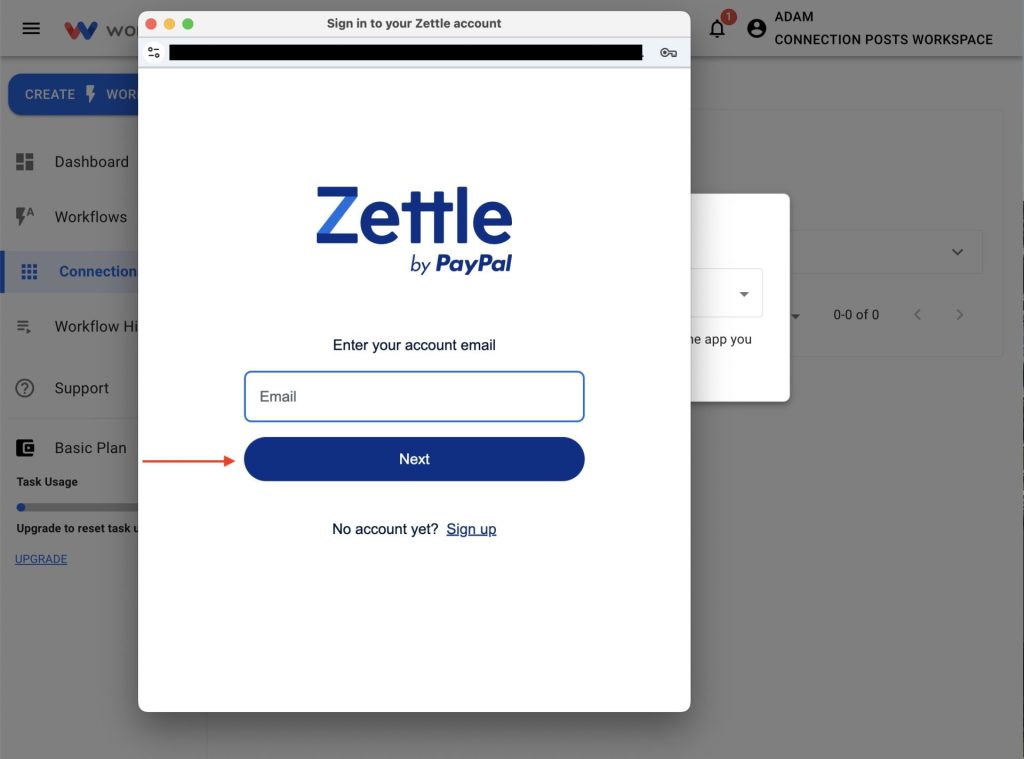 Enter the same Zettle by PayPal account email and proceed.