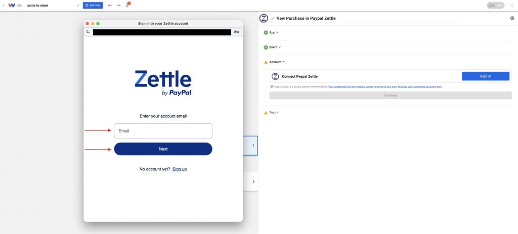 Enter your Zettle account email to continue connecting your account.