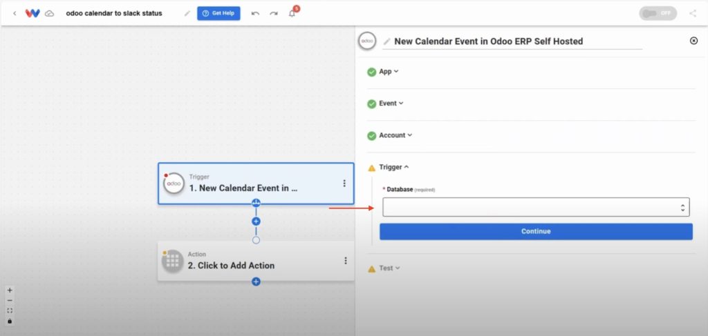 Picking the correct Odoo database for the Slack Status from Odoo automation.