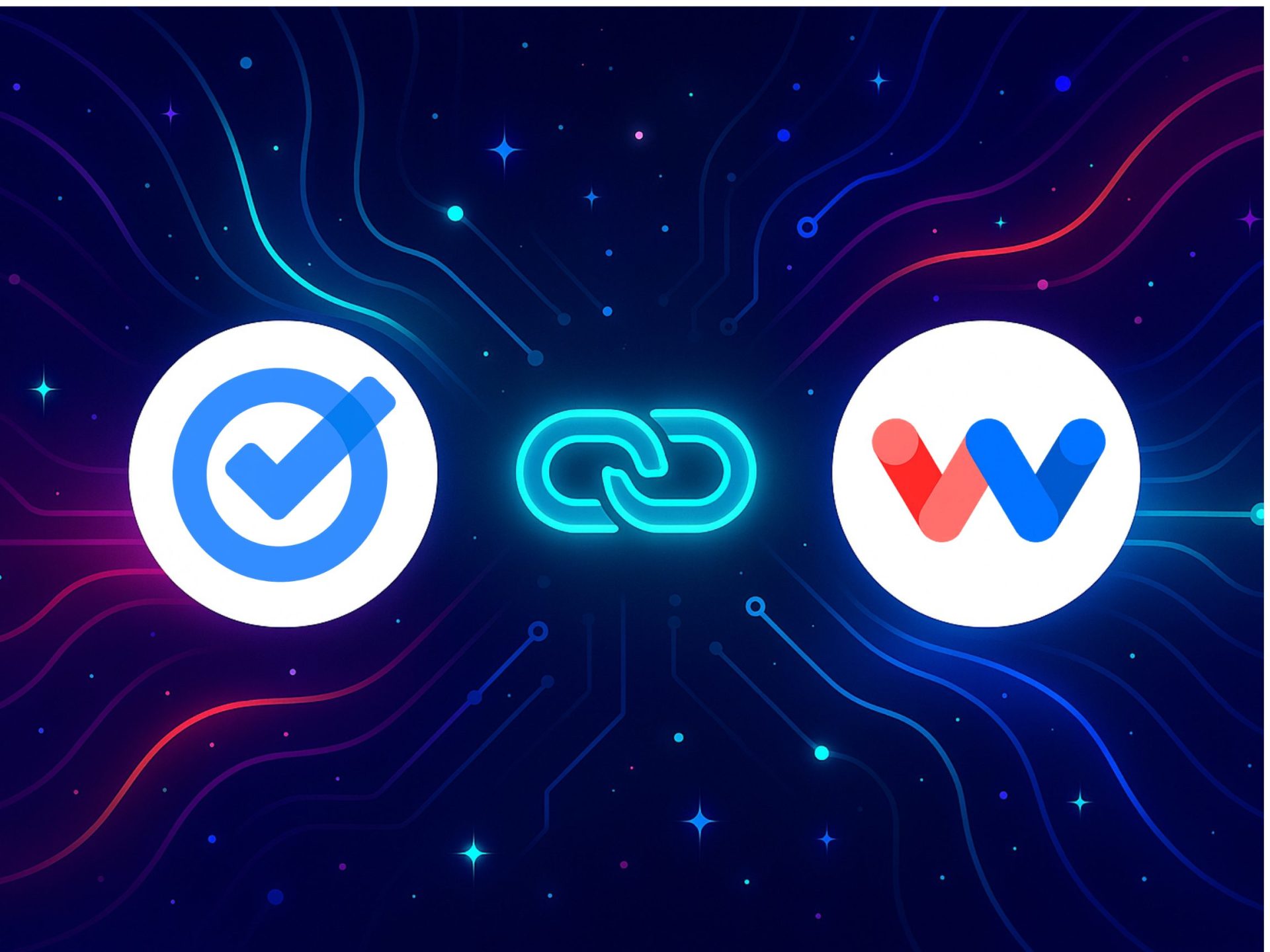 Connect Google Tasks to Workload illustrated with linked icons on a futuristic neon background.