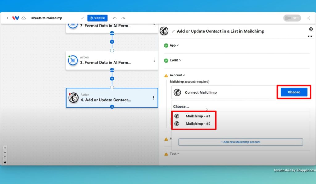 Securely connect your Mailchimp account to Workload.