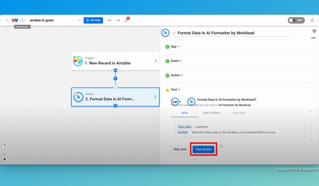 Test the AI Formatter by Workload action step of your Airtable Gmail Integration.