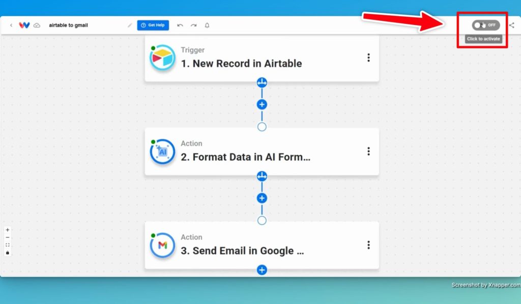 Activate your Airtable Gmail Integration.