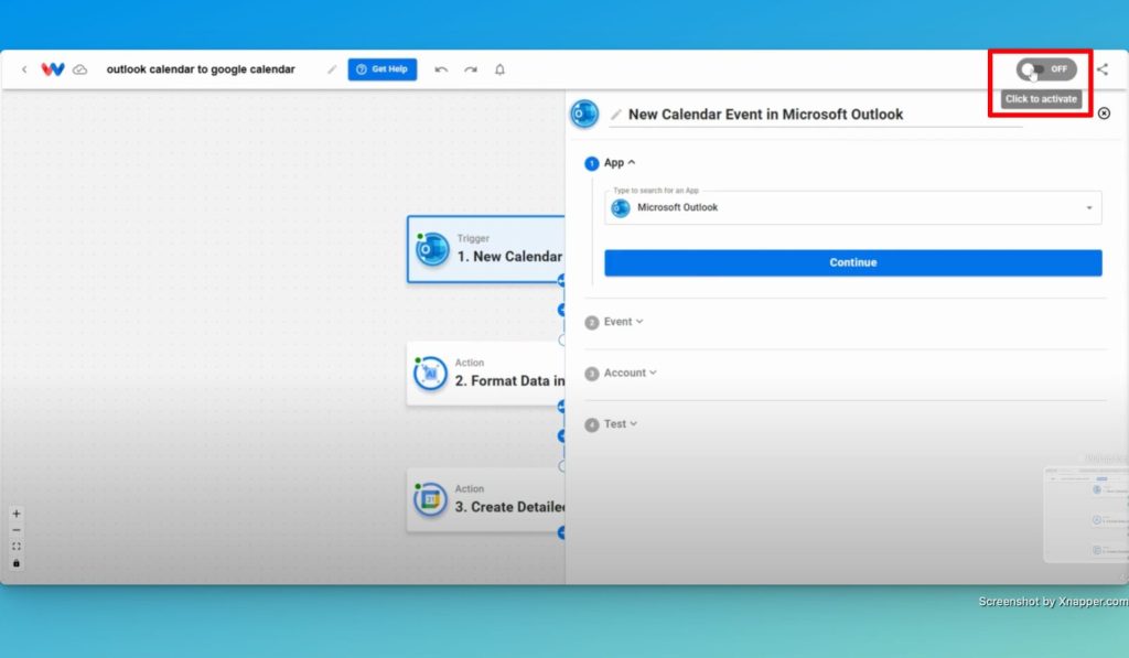Activate your Sync Calendar Events workflow. 
