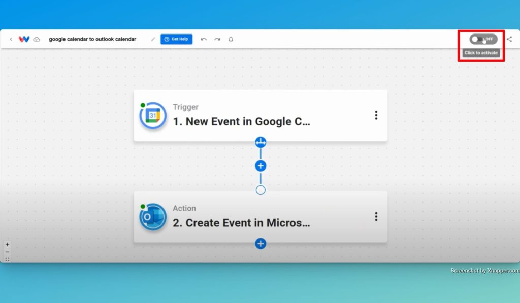 Activate the workflow to begin running your new Instant Event Sync integration.
