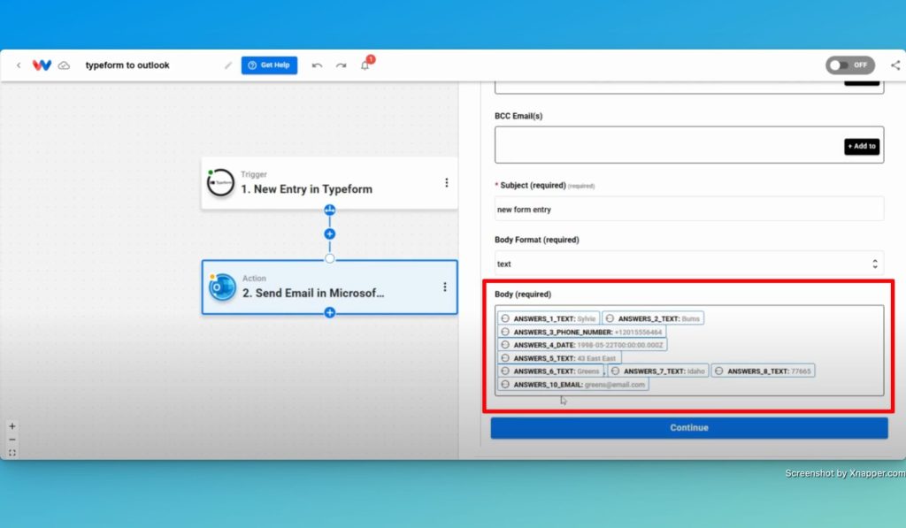 Create the email that you would like to send by map the data from the trigger that you want to use. 