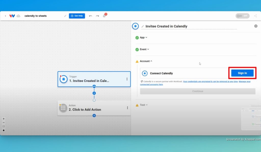 Click "Sign In' to securely connect your Calendly account to Workload.