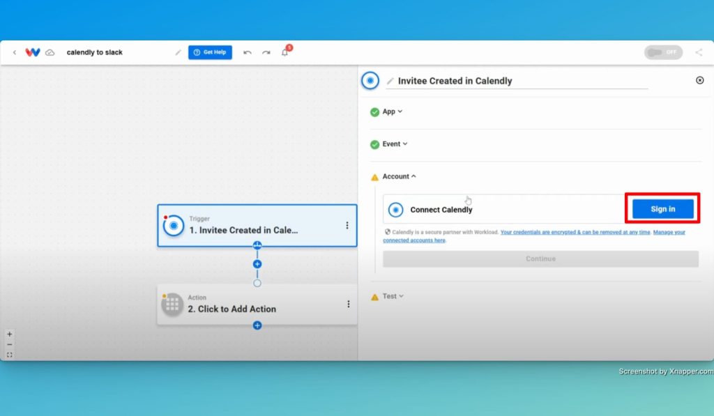 Click "Sign In" to securely connect your Calendly account.
