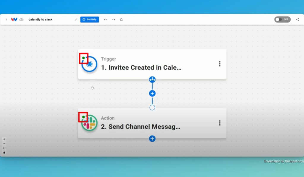Verify that your Instant Slack Alerts workflow has green indicators on every node.