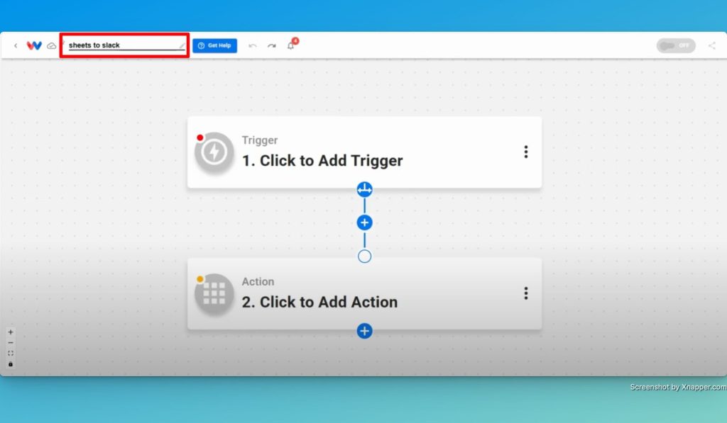 Come up with a unique name for the Google Sheets to Slack Messaging workflow.
