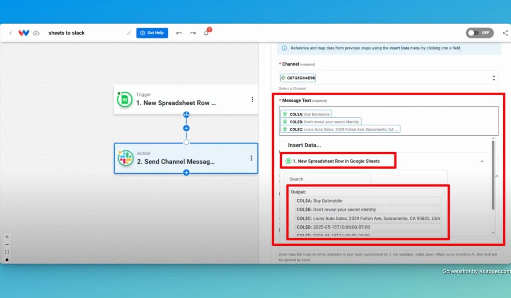 Map the data so that you can customize the message based on the data from the trigger.