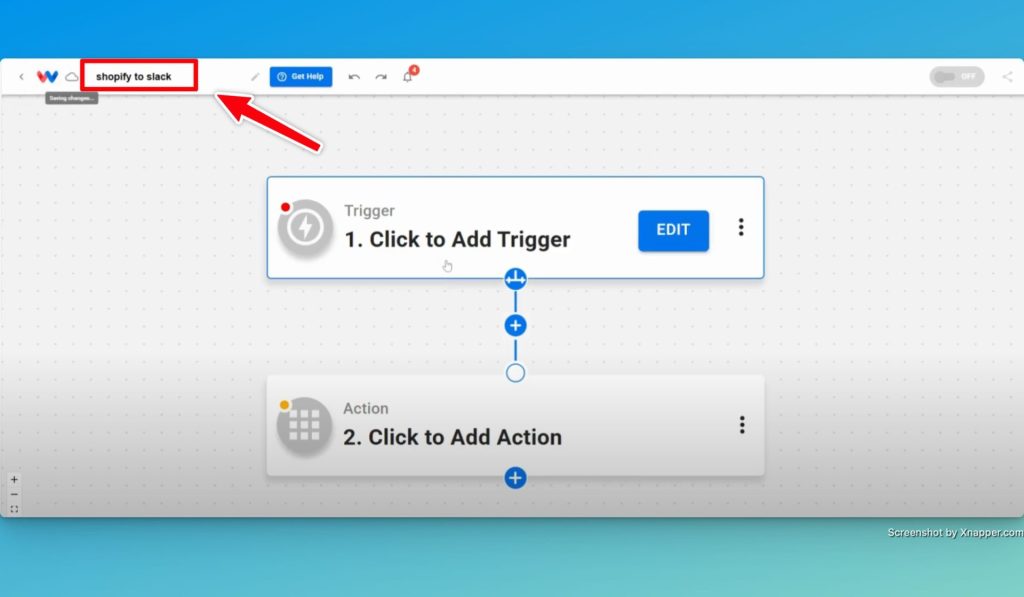 Name your new "Shopify Order to Slack Message" workflow.