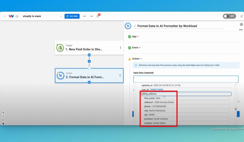 Select the array that contains the data that you need in the Input Data box.